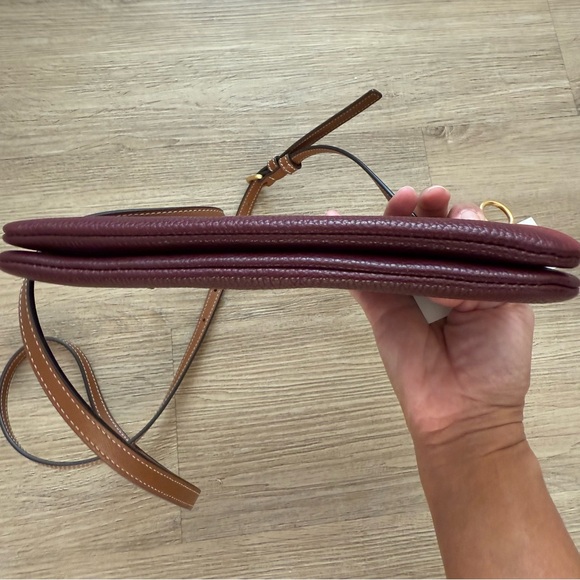 Tory Burch Perry Bombe Double Zip Leather Crossbody Burgundy Chic Feminine - Picture 10 of 12